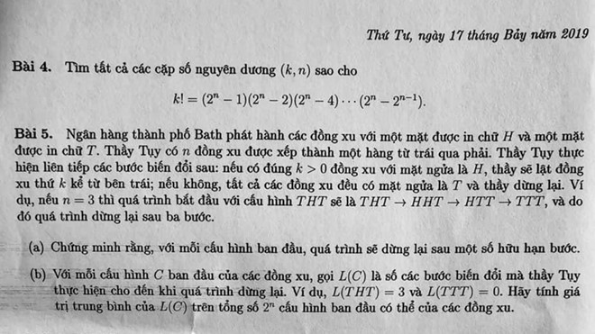 Tên GS Hoàng Tụy được đưa vào bản dịch tiếng Việt đề thi toán Olympic quốc tế