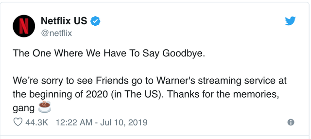 "Friends" sẽ biến mất khỏi Netflix vào năm 2020