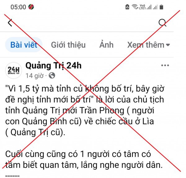 Xác minh nhiều trang mạng xuyên tạc ý của Chủ tịch UBND tỉnh Quảng Trị