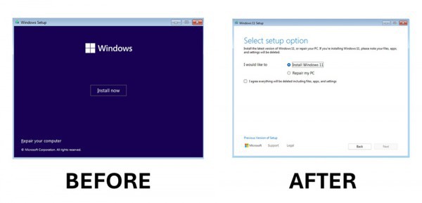 Microsoft thay đổi được chờ đợi với trình cài đặt Windows