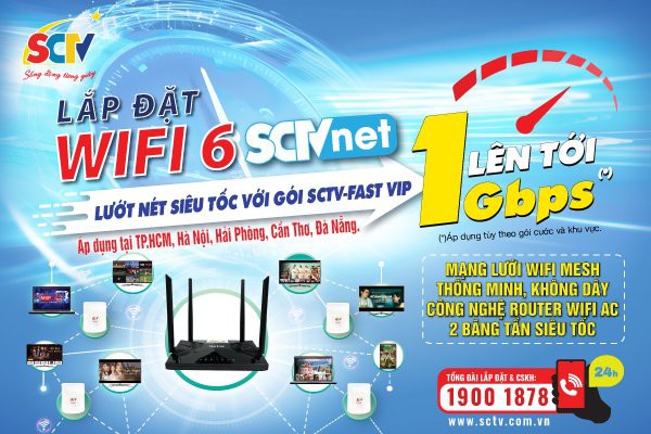 Wifi Internet SCTV: Tăng tốc gấp đôi – Giá không đổi