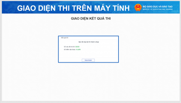 Giao diện bài thi tốt nghiệp THPT trên máy tính