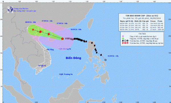 Tin tức thời tiết hôm nay 6.9.2024: Siêu bão số 3 đổ bộ miền Bắc khi nào?