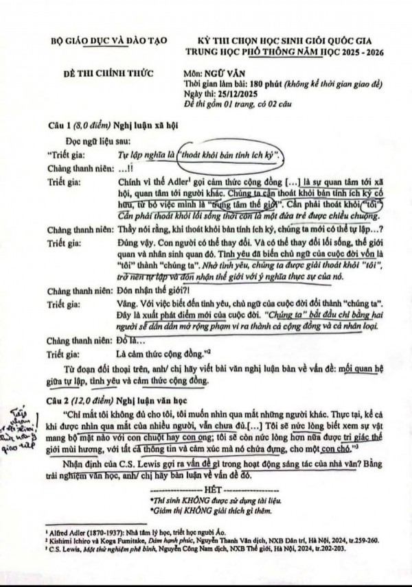 Đề thi văn học sinh giỏi THPT quốc gia: Để làm tốt, thí sinh sẽ 