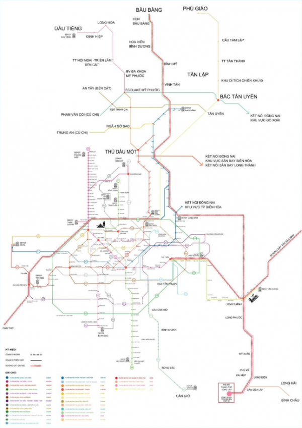 ‘Đường đi’ của 2 tuyến metro kết nối khu trung tâm TP.HCM đến Bình Dương (cũ)