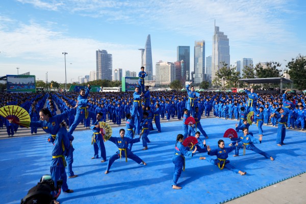 60.000 học sinh đồng diễn võ nhạc Vovinam lập ‘kỷ lục kép’ Việt Nam và thế giới