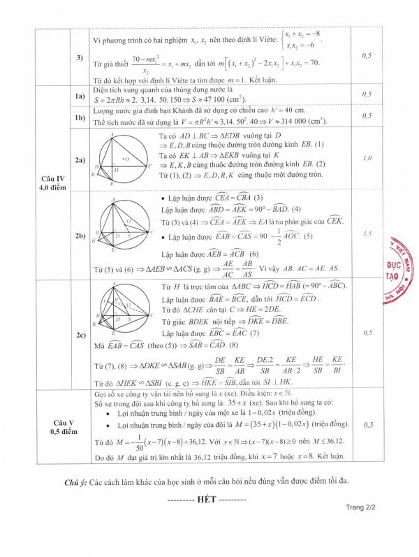 Hà Nội công bố đáp án các môn thi vào lớp 10 Hà Nội công bố đáp án các môn thi vào lớp 10