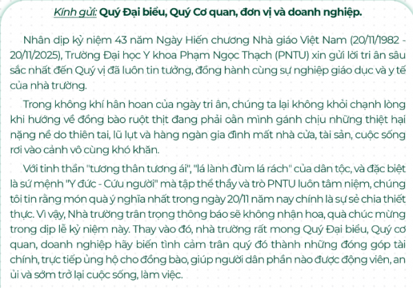 Ngày Nhà giáo Việt Nam 20.11: Nhiều trường ĐH hướng về đồng bào vùng lũ