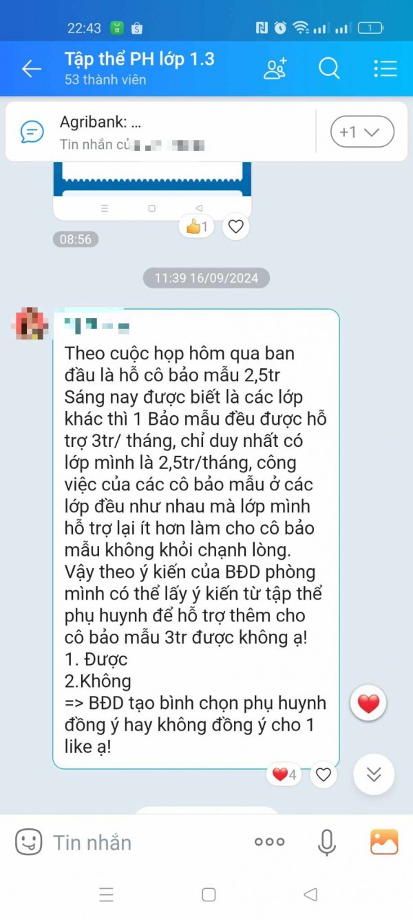 Phụ huynh vận động đóng tiền cho cô bảo mẫu, nhà trường yêu cầu dừng ngay