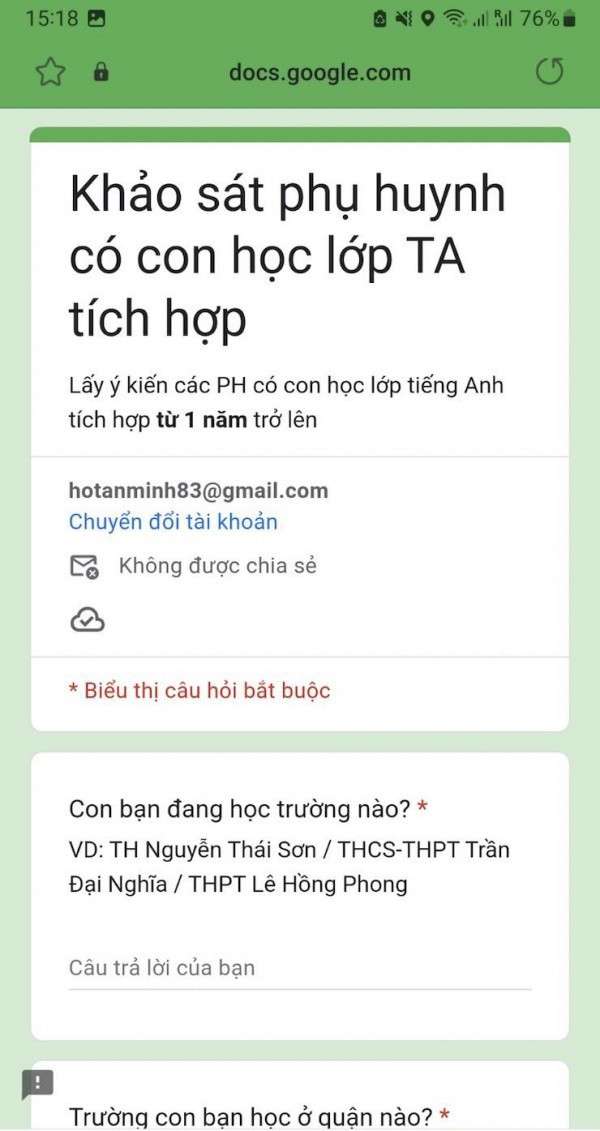 Sở GD-ĐT TP.HCM cảnh báo link khảo sát lừa đảo phụ huynh học sinh