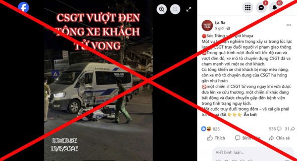 Công an TP.Cần Thơ bác bỏ thông tin "xe CSGT rượt đuổi gây tai nạn"