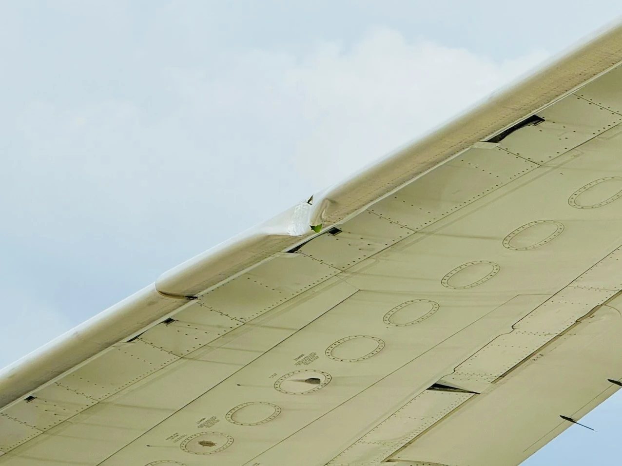 Máy bay Eva Air tông hỏng cột đèn chiếu sáng tại sân bay Tân Sơn Nhất