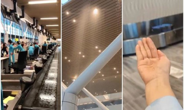 TPHCM: Nhà ga T3 Tân Sơn Nhất lại bị dột nước khi mưa