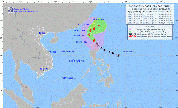 Tin tức thời tiết hôm nay 15.11.2024: Bão số 8 suy yếu, Biển Đông bão nối bão