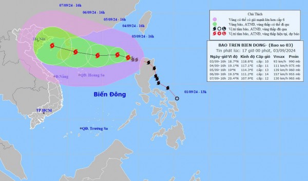 Bão số 3 tăng cấp 