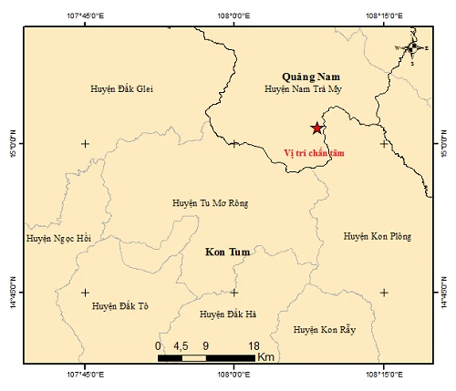 Lại xảy ra động đất ở các huyện miền núi Quảng Nam, Kon Tum