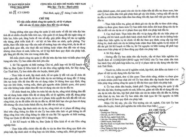 Thái Bình: Chấn chỉnh công tác quản lý, xử lý vi phạm đối với các tổ chức chậm đưa đất vào sử dụng