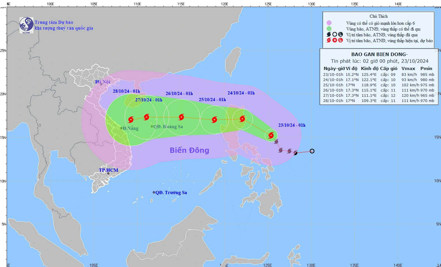 Tin tức thời tiết hôm nay 23.10.2024: Bão Trà Mi di chuyển như thế nào?