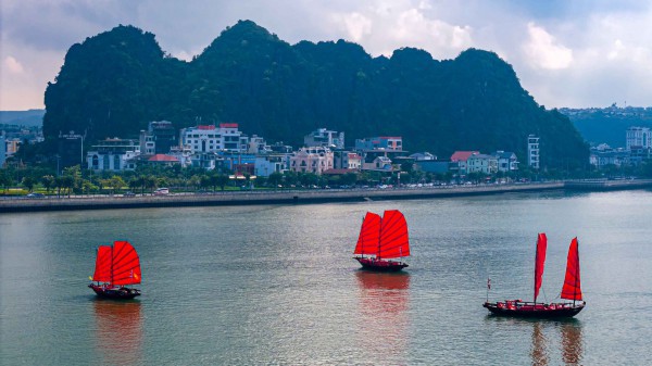 Ngắm cánh buồm đỏ đầy hoài niệm trên vịnh Hạ Long