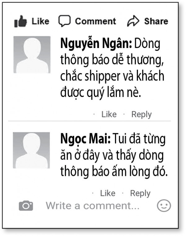 Ấm áp dòng thông báo ở quán cơm gửi các shipper
