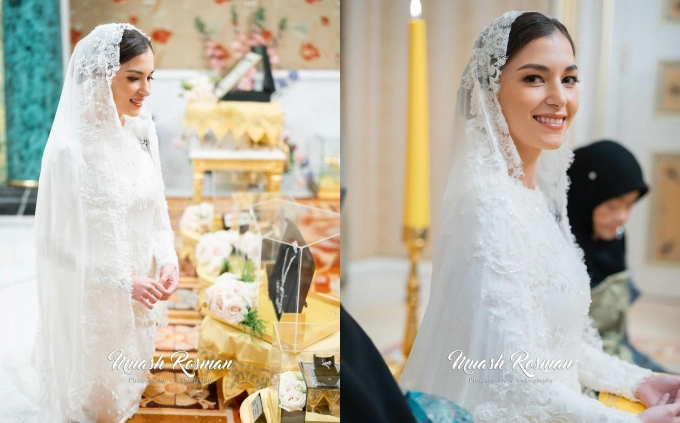 2 chiếc váy mà vợ hoàng tử Brunei mặc trong lễ cưới