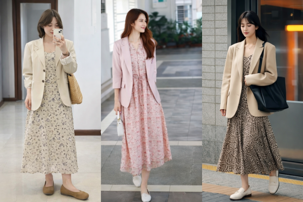 Blazer phối váy hoa nhí “gây sốt” mùa xuân 2026