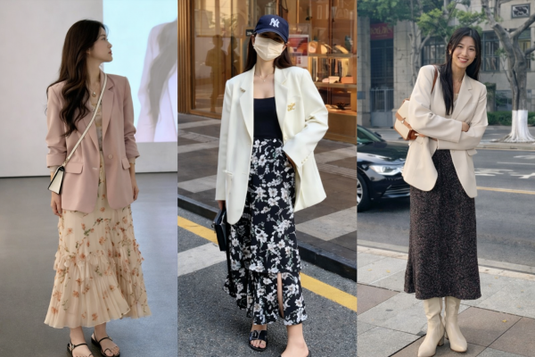 Blazer phối váy hoa nhí “gây sốt” mùa xuân 2026