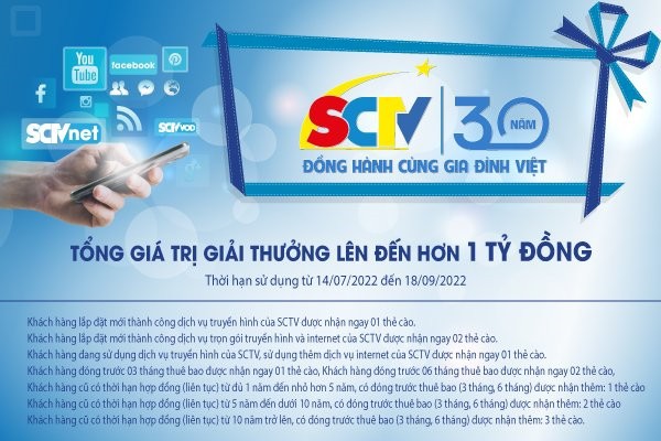 Gia hạn thời gian kết thúc chương trình khuyến mại “SCTV – 30 năm đồng hành cùng gia đình Việt”