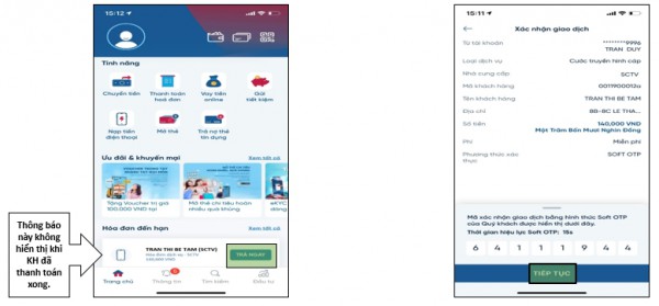 Hướng dẫn thanh toán cước dịch vụ SCTV qua App iPay VietinBank