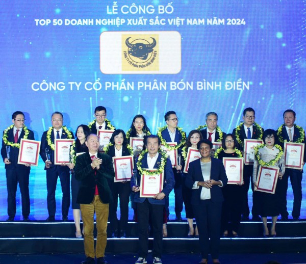 Phân bón Bình Điền tiếp tục đạt danh hiệu “Top 50 Doanh nghiệp xuất sắc nhất Việt Nam năm 2024”