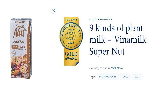 Vinamilk tiếp tục giành giải vàng quốc tế Monde Selection tại Bỉ Vinamilk tiếp tục giành giải vàng quốc tế Monde Selection tại Bỉ