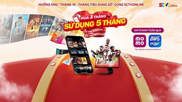 Mua 3 được 5 tại SCTVOnline khi thanh toán qua Momo và VTCPay