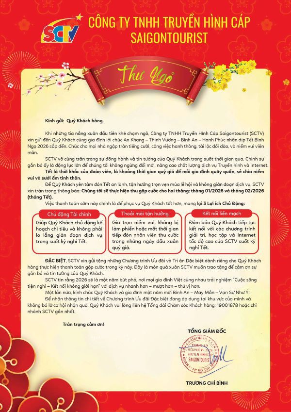 Thư ngỏ gửi quý khách hàng nhân dịp xuân Bính Ngọ 2026