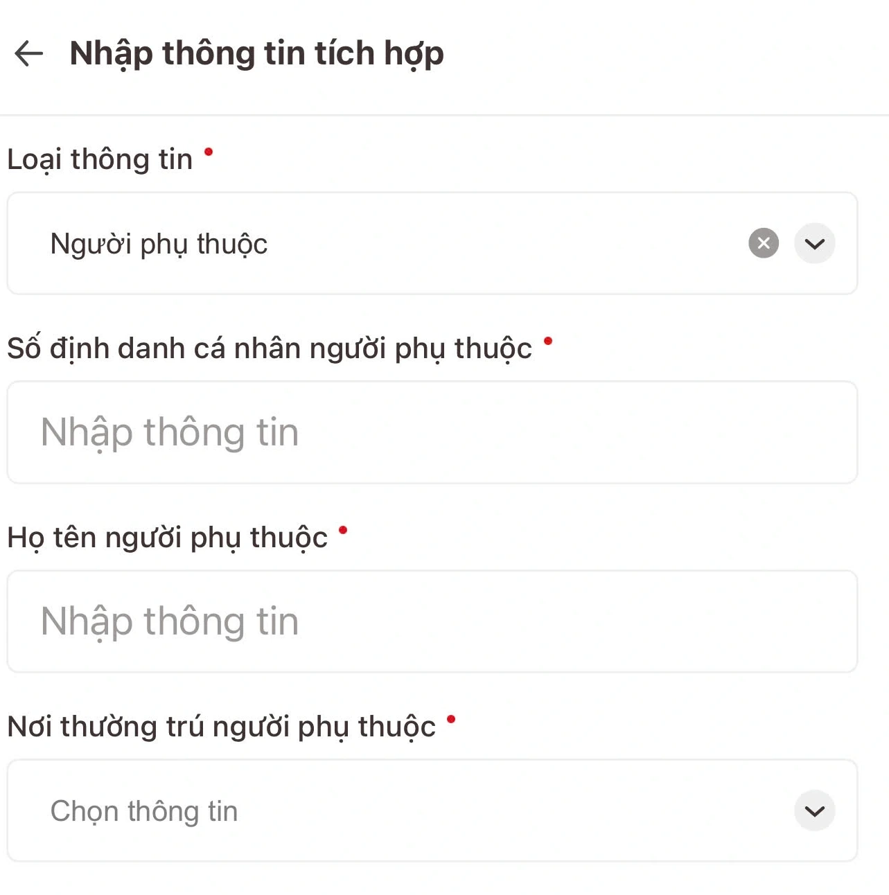 Cách tích hợp thông tin người phụ thuộc vào VNeID Cách tích hợp thông tin người phụ thuộc vào VNeID