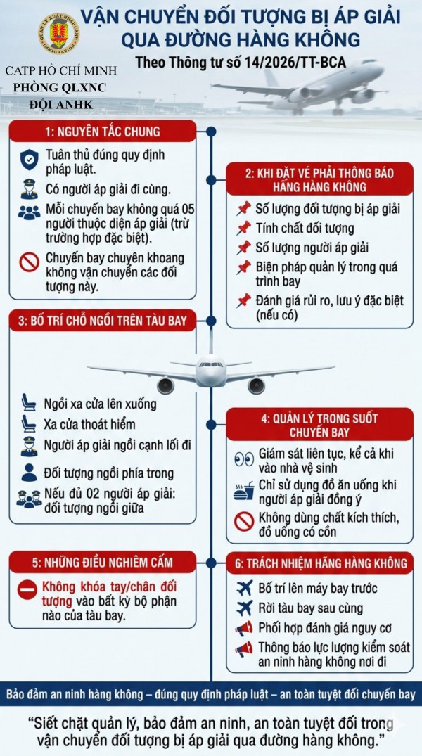 Quy định mới nhất về vận chuyển người bị dẫn độ bằng đường hàng không