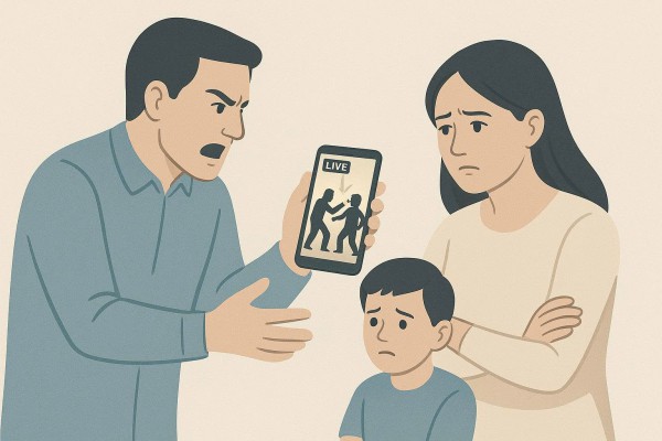Ép con xem cảnh bạo lực, livestream 