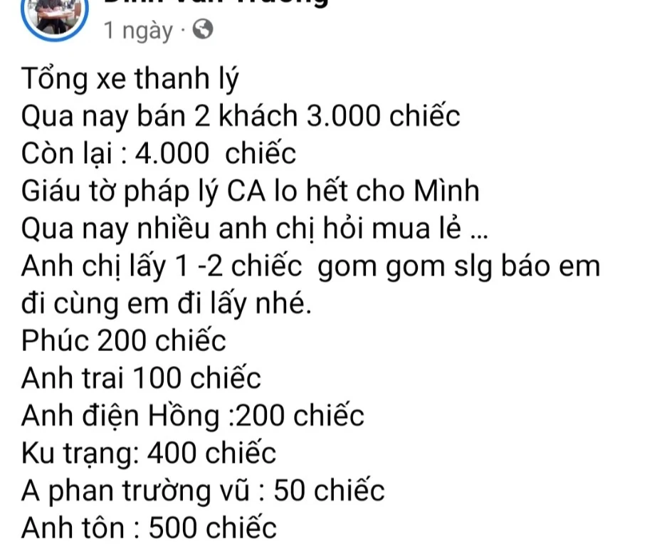 Thực hư clip livestream bán 7.000 xe thanh lý trong bãi xe vi phạm của CSGT