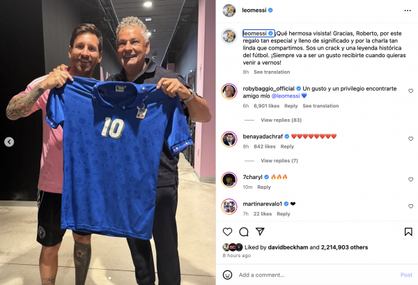 Cựu danh thủ Roberto Baggio bất ngờ gặp Messi, Inter Miami có viện binh trở lại Cựu danh thủ Roberto Baggio bất ngờ gặp Messi, Inter Miami có viện binh trở lại