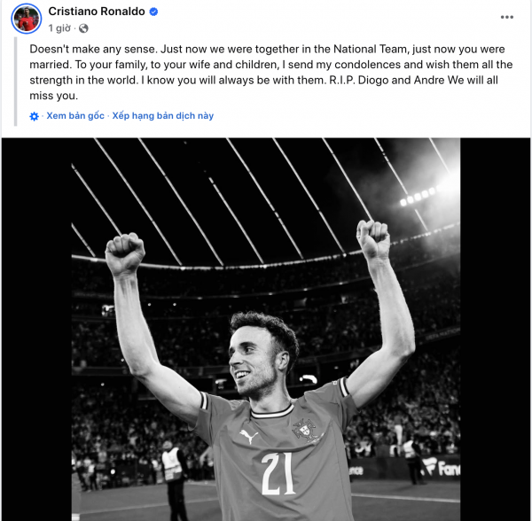 Ronaldo nói lời gan ruột tiễn biệt Diogo Jota: Ronaldo nói lời gan ruột tiễn biệt Diogo Jota: