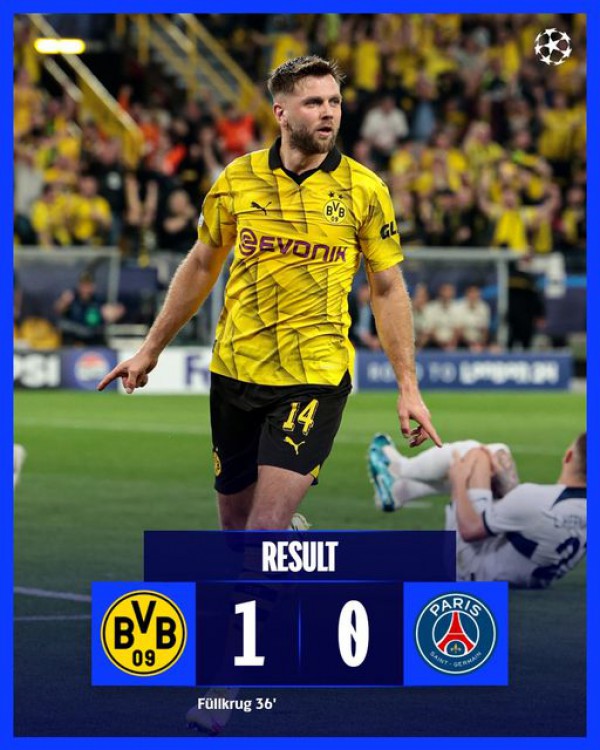 Dortmund thắng tối thiểu trước PSG ở lượt đi bán kết Champions League