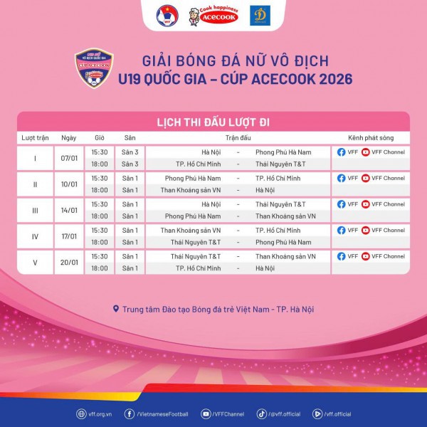 Các đội sẵn sàng cho giải bóng đá nữ vô địch U.19 quốc gia - Cúp Acecook 2026