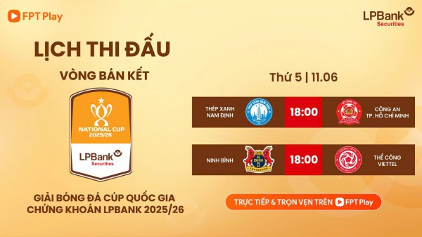Lịch thi đấu Cúp quốc gia hôm nay: Ninh Bình đại chiến Thể Công Viettel, Nam Định quyết thắng CLB CA TP.HCM