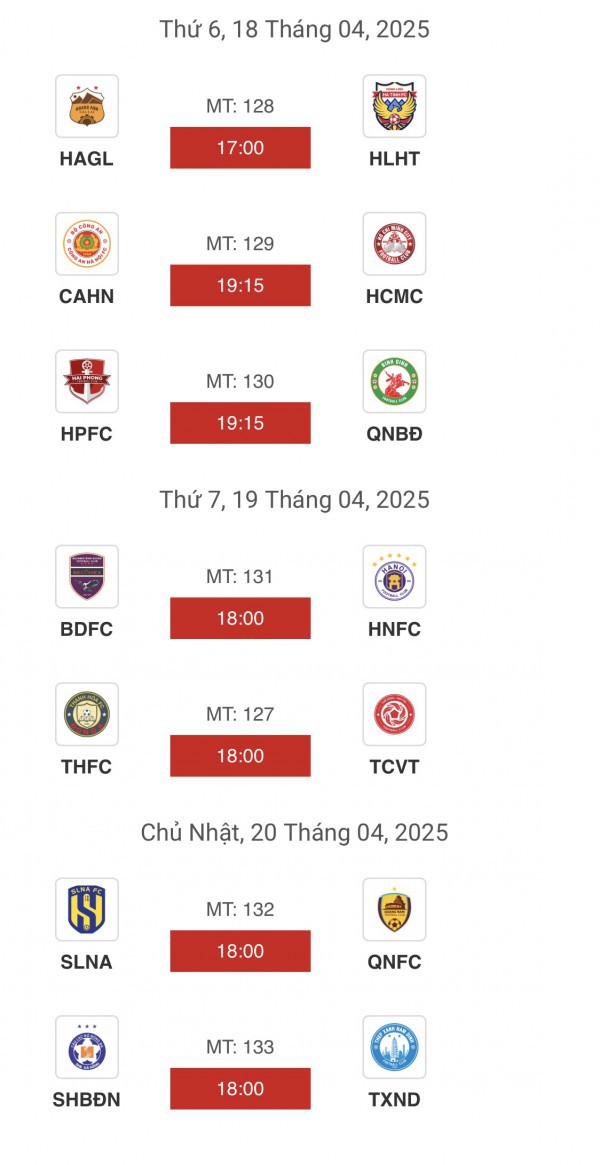 Lịch thi đấu vòng 19 V-League mới nhất: HAGL vượt núi cao, Đà Nẵng cực khó tạo địa chấn Lịch thi đấu vòng 19 V-League mới nhất: HAGL vượt núi cao, Đà Nẵng cực khó tạo địa chấn