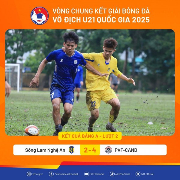 U.21 PVF-CAND đánh bại SLNA, vẫn đứng nhì bảng sau Đà Nẵng