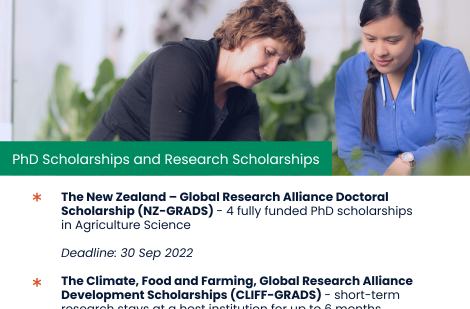 Học bổng tiến sĩ lĩnh vực nông nghiệp từ Chính phủ New Zealand