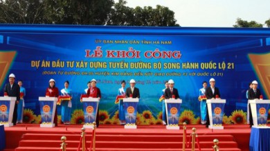 Khởi công tuyến đường bộ song hành quốc lộ 21 địa phận tỉnh Hà Nam
