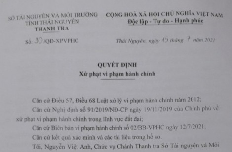 Thái Nguyên: Công ty CP Phú Cường thu lợi bất hợp pháp từ khai thác đất trái phép
