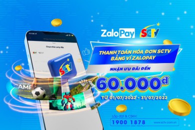 Mở Zalo thanh toán hóa đơn SCTV ưu đãi đến 60.000đ