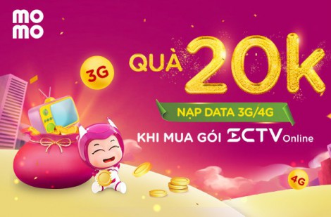 Nhận ngay thẻ nạp data 3G/4G khi thanh toán SCTV Online bằng MoMo