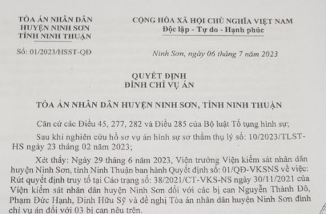 Vụ rút quyết định truy tố ở Ninh Thuận: Không chấp nhận kháng cáo